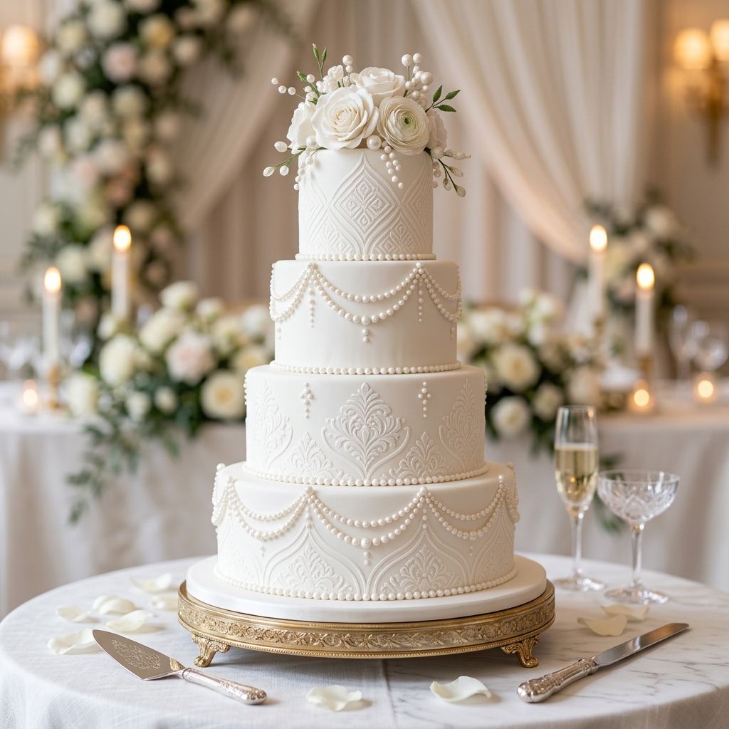 Bolo de Casamento Branco Chique do Mestre