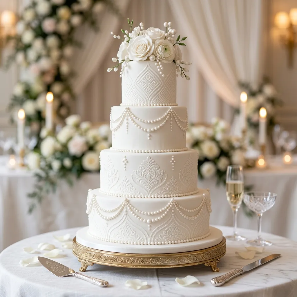Bolo de Casamento Branco e Chique: O Ípice da Elegância