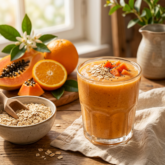 Digestivo do Mestre: Mamão, Aveia e Laranja