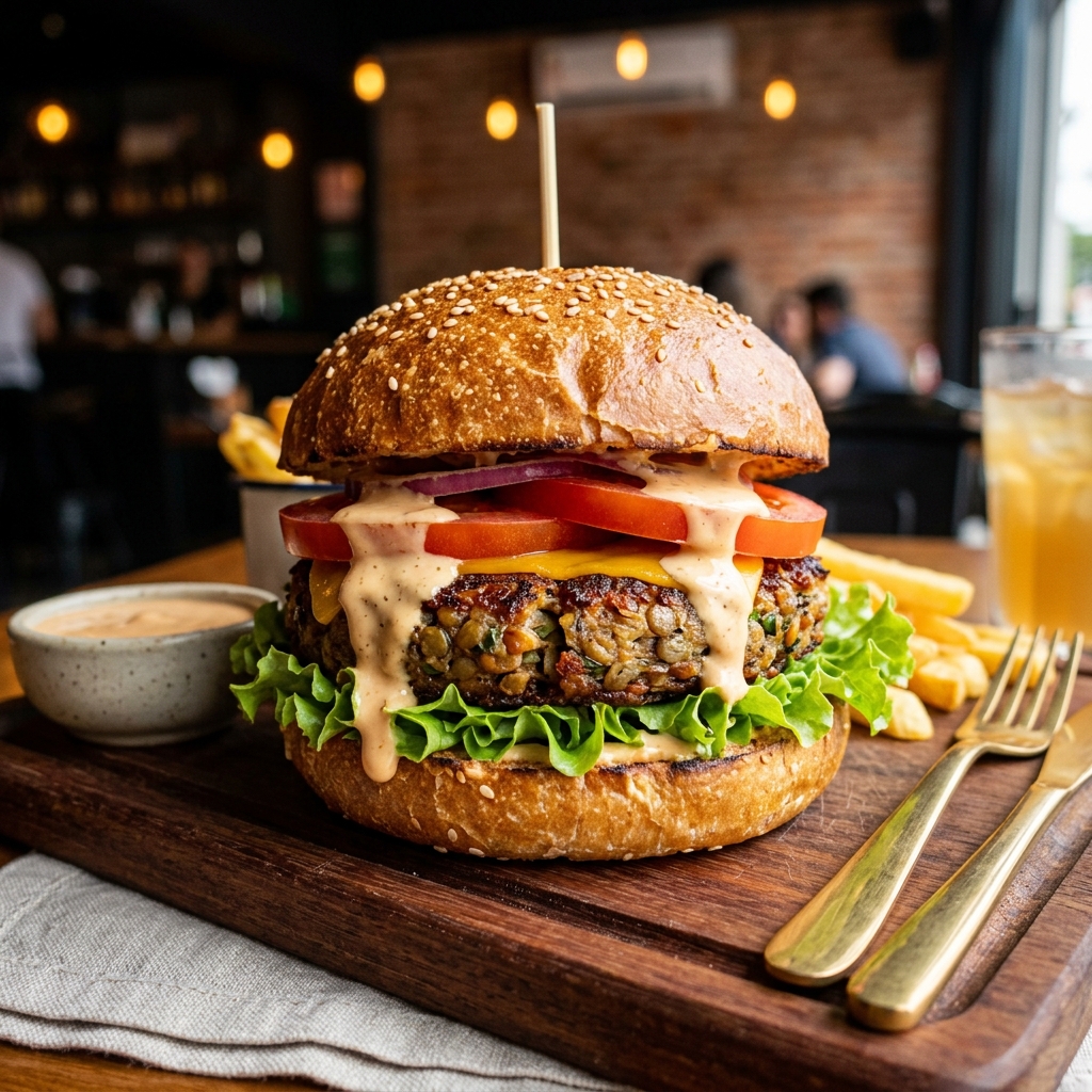 Hambúrguer de Lentilha do Bololo