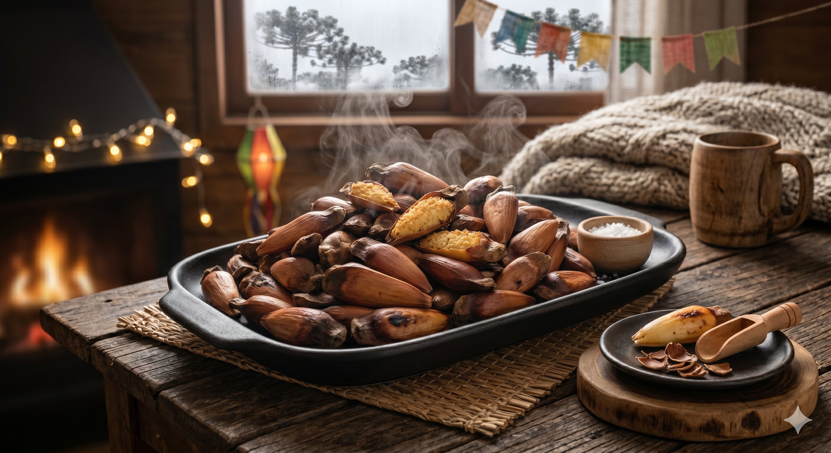 Pinhão assado pelo Mestre Bololo