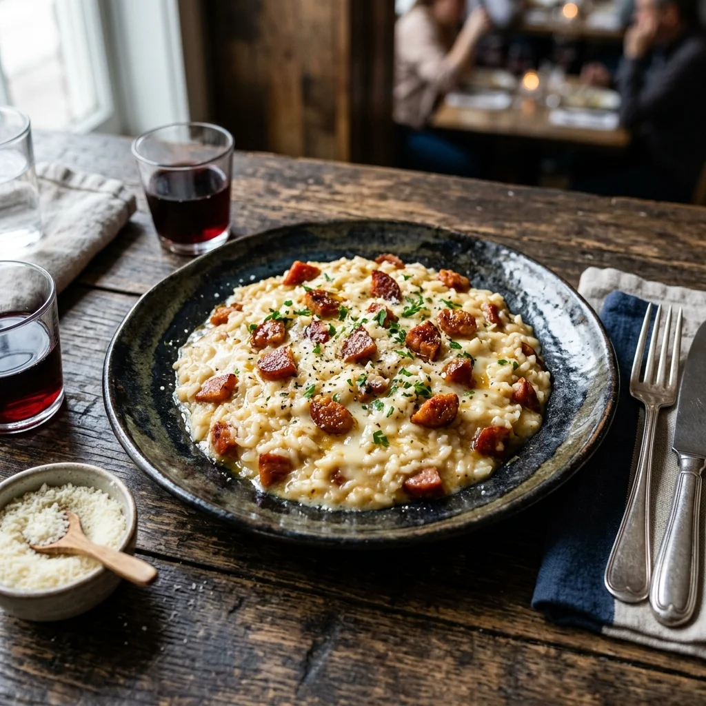 Risoto de Calabresa com Arroz Comum: Sofisticação que Cabe no Bolso