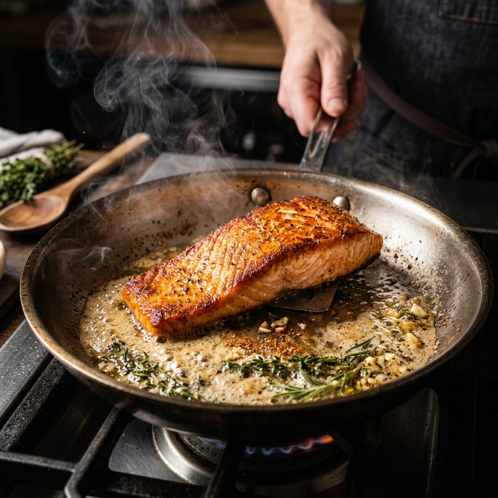 Como fazer salmão na frigideira do Mestre Bololo