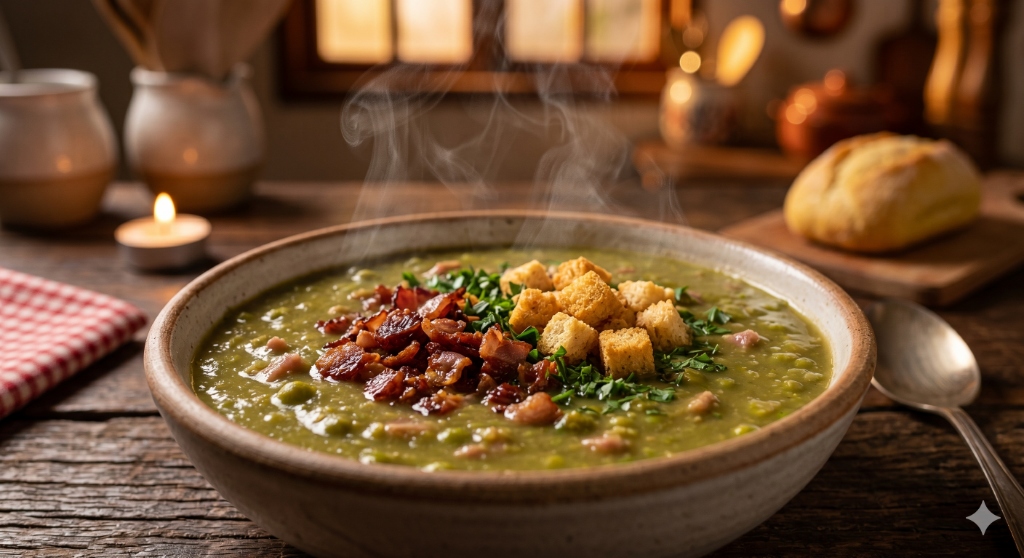 Sopa de Ervilha com Bacon do Bololo